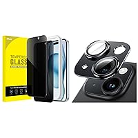 JETech iPhone 15 Plus 6.7-Inch Privacy Screen Protector and Camera Lens Protector Bundle