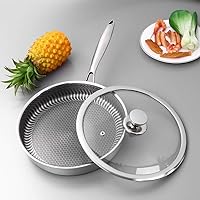 Frying Pan With Lid Stainless Steel Pan with Lid Nonstick Fry Pan Cooking Pot Saucepan Stockpot Fast Heat-up Food Cooker Frying Pan