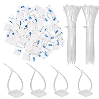 50 Pack 1.5 inch Zip Tie Adhesive Mounts Self Adhesive Cable Tie Base Holders with Multi-Purpose Tie wire clips with screw hole,Anchor stick on wire holder with 8 inch zip ties（White）