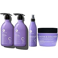 Luseta Biotin Shampoo & Conditioner Set (16.9 oz each), Biotin Leave in Conditioner (8.5 oz) and Biotin Hair Mask(16.9 oz) Bundle