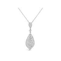 The Diamond Deal 18kt Rose Gold Womens Necklace Dangling Pear-Shaped Cluster VS Diamond Pendant 1.1 Cttw (16 in, 2 in ext.)