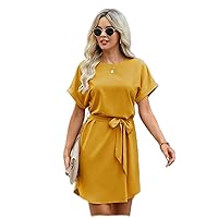 Dresses for Women Solid Self Tie Tunic Dress