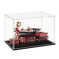 LANSCOERY Clear Acrylic Display Case, Assemble Horizontal Display Box Stand with Black Base, Dustproof Protection Showcase for Collectibles Memorabilia Figurines (15x8x8.6inch;38x20x22cm)