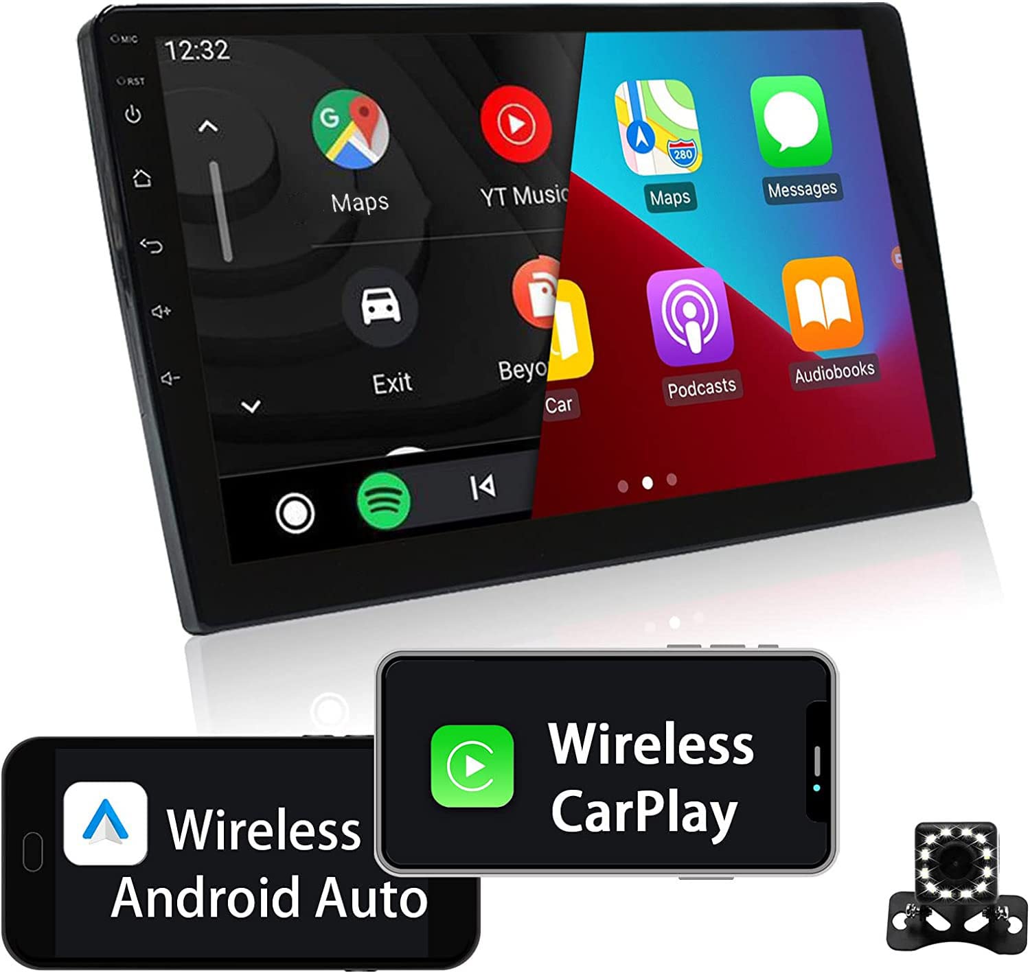 ZHNN Double Din Car Stereo with Wireless CarPlay&Android Auto Android System 10