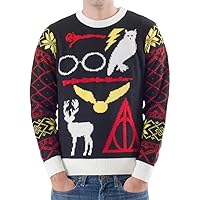 Harry Potter Owl Deathly Hallows Sign Adult Black Ugly Christmas Sweater