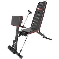 Adjustable Weight Bench for Home Gym Foldable Incline Decline Workout Bench Press for Full Body Strength Training Bench Supports up to 800lbs with Two Exercise Bands for Press Sit up Bench