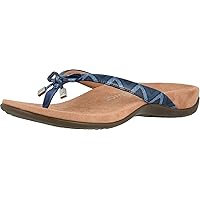 Vionic Women's Rest Bella II Toepost Sandal - Ladies Flip Flop with Concealed Orthotic Arch Support Chevron Navy 8 Medium US