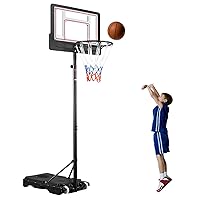 Portable Basketball Hoop Outdoor, 4.7-6.9FT/4.4-10 FT Adjustable Basketball Hoop for Kids and Adults in Outdoor/Indoor,with Sturdy PE Base and PET Backboard,Easy Assembly for Home Use