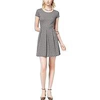 Womens Textured Pleated A-Line Fit & Flare Dress