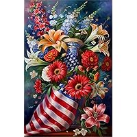 Metal tin Sign Funny Iron 4th of July Floral Garden Patriotic USA Flag Red Blue Memorial Day Independence Day For cave accessories wall bathroom garage outdoor garden Decoration Metal Sign 8x12 Inches