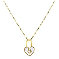jewellerybox Gold Plated Sterling Silver Mother of Pearl Padlock Necklace