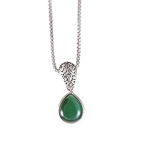 925 Sterling Silver Plated Pear Green Onyx Small pendant Necklace Jewelry