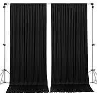 AK TRADING CO. 10 feet Wide x 12 feet Long Polyester Backdrop Drapes Curtains Panels with Rod Pockets - Wedding Ceremony Party Home Window Decorations - (Black)