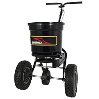Brinly P20-500BHDF-A Push Spreader with Side Deflector Kit and Hopper Grate, 50 lb. Capacity, Matte Black