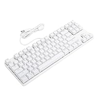 USB Gaming Keyboard, 87-Keys Wired Gaming Mechanical Keyboard with Color Backlit, Retro Keyboard for Desktop Laptop, Plug and Play, Blue Switch(White)