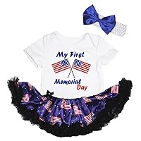 Petitebella USA Flags My First Memorial Day Baby Dress Nb-18m