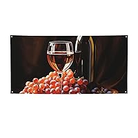 Red Wine Bottle Glass Grape Wooden Keg Print Holiday Banner Medium Personalized Background Banners Hanging Banners Birthday Banner For Indoor Outdoor Christmas Party Decorations Supplies