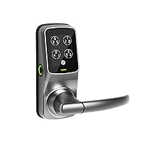 Secure Plus, Bluetooth Smart Door Lock, Keyless Entry Door Lock, PIN Genie® Keypad, 3D Biometric Fingerprint Sensor, Auto Lock - Satin Nickel (PGD628FYSN)