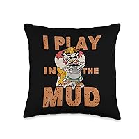 I Play in The Mud | Ceramic Artist | Clay Pottery Wheel Throw Pillow, 16x16, Multicolor