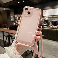 Luxury Candy Colors Crossbody Lanyard Clear Soft Case for iPhone 14 Plus 13 12 11 Pro Max X S XR SE 8 7 Plus SE 2022 Cover,Pink,for 7 Plus, 8 Plus