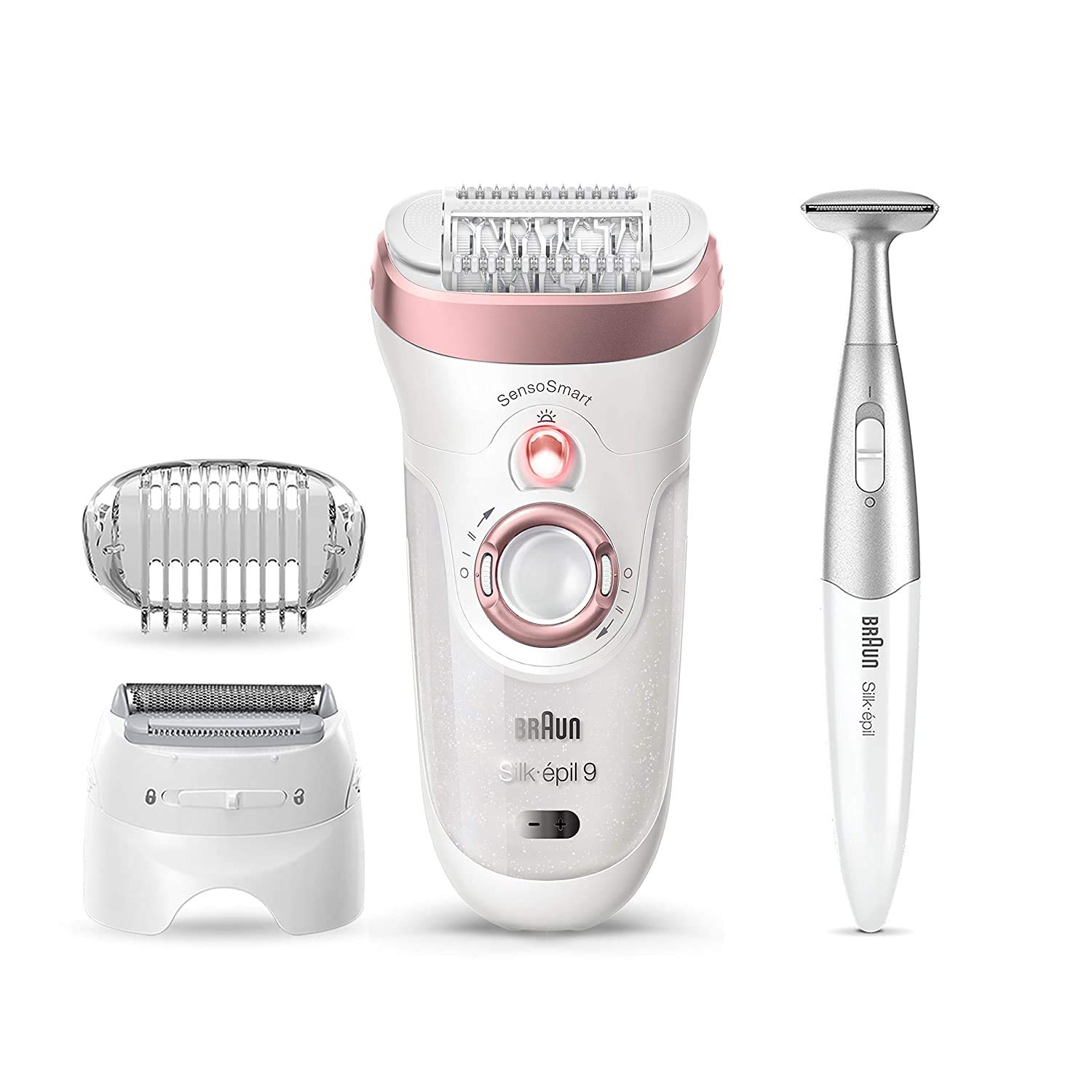 Braun Silk-épil 9 9-890, Facial Hair Removal for Women, Hair Removal Device, Bikini Trimmer, Womens Shaver Wet & Dry, Cordless and 7 extras