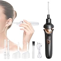 Safety Electric Cordless Vacuum Earwax Remover Ear Wax Removal Cleaner Painless Cleaning Tool Kit with LED Light Powerful Suction for Adults Kids,Black