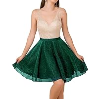 Sparkly Homecoming Dresses Short Sequin Beaded Glitter Prom Dresses Stitching Cocktail Formal Evening Party Gowns