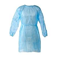 Health Care Apparel Universal Size (OSFM) Blue Disposable Isolation Gowns - Latex-Free Gown is Fluid Resistant with Knitted Cuffs Medical & PPE Gowns - Ideal Protection (10 Pack)
