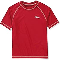 Boys' Short Sleeve Long Sleeve Rashguard Swim Shirt UPF 50+ (7, Red (Short Sleeve))