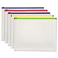 Pendaflex Poly Zip Envelope, Letter Size, Assorted Color Zippers, 5 per Pack (85292)