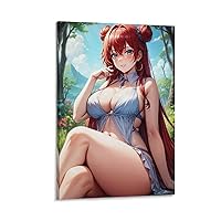 Anime High School DXD Poster Canvas Wall Art Sexy Girl Rias Gremory No Bra Skirt Forest Room Decor 24x36inch(60x90cm) Frame-style
