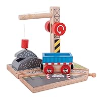 Bigjigs Rail Gravel Wooden Crane for Wooden Train Sets - Quality Bigjigs Train Accessories, Compatible with Other Major Wooden Railway Brands