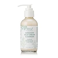 Avocado & Kelp Cream Cleanser Non-Foaming Gentle Deep Cleanse to Purify Tone & Firm - Moisturizing Natural Face Wash for Women & Men - 4 Oz