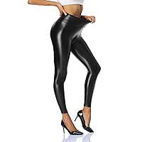 Women's Sexy Faux Leather Leggings High Waisted Pleather Pants Black Stretchy PU Tights
