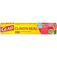 Glad Cling N Seal Plastic Food Wrap, 200 Square Foot Roll (Package May Vary)