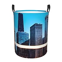 Chicago Reflect Circular Hamper â€“ Tall Printed Round Laundry Basket â€“ Perfect for Laundry, Storage, and Organizing