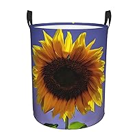 Bloom Sunflower Round waterproof laundry basket,foldable storage basket,laundry Hampers with handle,suitable toy storage
