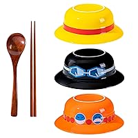 Anime Instant Noodle Bowl Straw Hat Japanese Ramen Ceramic Bowl Set 9 Pcs Microwaveable Dishwasher Safe