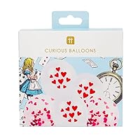 Talking Tables 12 x Alice in Wonderland Themed Balloons with Ribbons and Heart Shaped Design | Kids Party Decorations for Onederland Birthday | Mothers Day | Valentines Day | Baby Shower