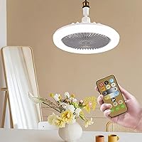 AISEN LED Ceiling Fan with Lights,Smart Fan Light,30W Dimmable Noiseless Ceiling Fan with Timer,Ceiling Light with Fan and Remote,3 Speeds,Small Electric Fan Lamp (Gray (with Remote Control))