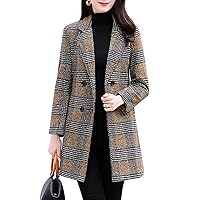 Women's Coat Jacket Double Breasted Overcoat Pea Coat Outerwear for Ladies