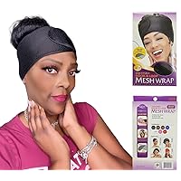 Qfitt Foam Deluxe Adjustable Mesh Headband Head Wrap Hair Scarf Night Cap (Black)