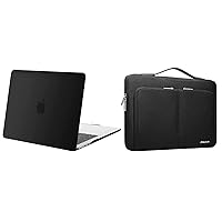MOSISO Compatible with MacBook Air 13.6 inch Case 2022 Release A2681 M2 Chip, 360 Protective Laptop Sleeve Bag with 2 Same Front Pockets&Trolley Belt&Plastic Hard Case, Black