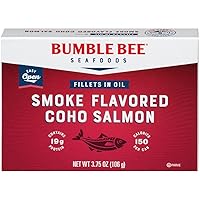 Bumble Bee Smoke Flavored Red Coho Salmon Fillets in Oil, 3.75 oz (Pack of 12) - 19g Protein - Skinless, Boneless - Great for Snacks & Recipes - Gluten Free