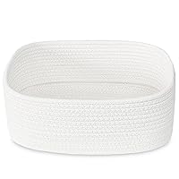 ABenkle Small White Basket, Soft Woven Storage Bins Baskets for Baby Dog and Cat Toys Organizer, Decorative Shelves Closet Organizing Easter Baskets Chest Box, Empty Gift Basket