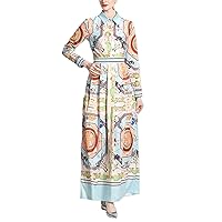 Elegant Formal Dress for Women Casual Button Dress Long Sleeve Flowy Floral Print Maxi Dress