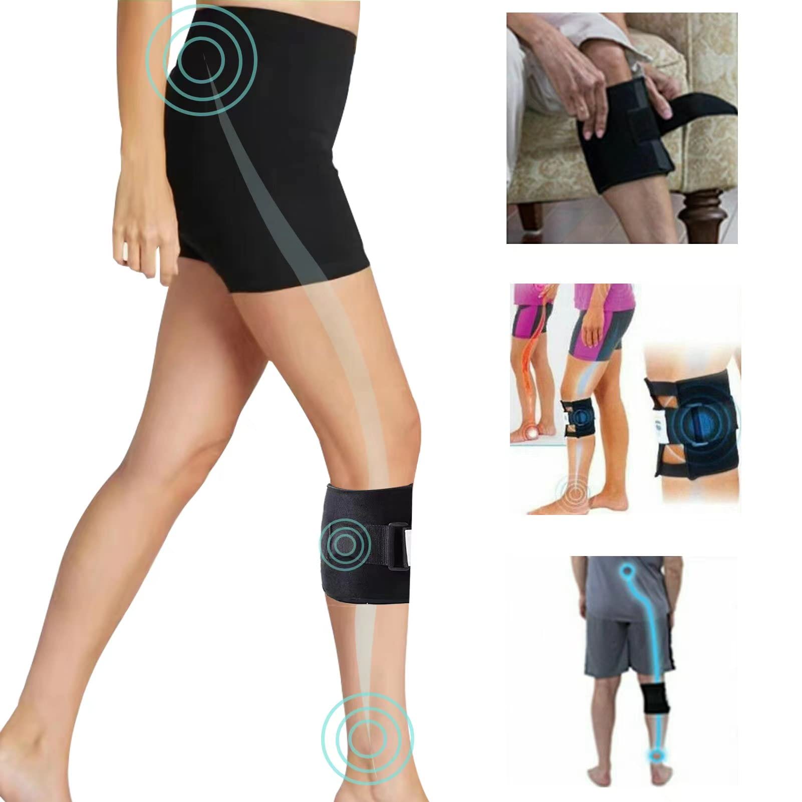 VEPLYN 2 Pcs - Sciatica Pain Relief Brace, Black Pressure Point Brace Relieve Acupressure Leg Sciatica, Magnetic Therapy Leg Knee Back Pain Relief Magic Leg Pad, Brace for Sciatica As Seen