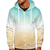Hoodies For Men,Unisex Plus Size Full Zip Up Hoodie Tie-Dye Gradient Sweatshirt Long Sleeve Hooded Jacket