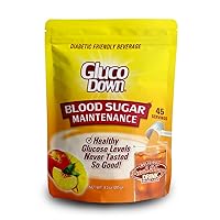 GLUCODOWN, Maintain Healthy Blood Sugar, Delicious Peach-Mango Drink Mix, Diabetic Friendly, 45 Servings, 1 Resealable Package.