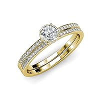 Diamond Womens Halo Engagement Ring & Matching Diamond Band 1 ctw 14K Gold
